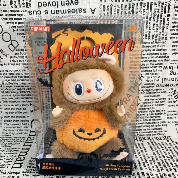 Labubu Happy Halloween Party Series-Sitting Pumpkin Vinyl Plush Pendant - Picture 3 of 6